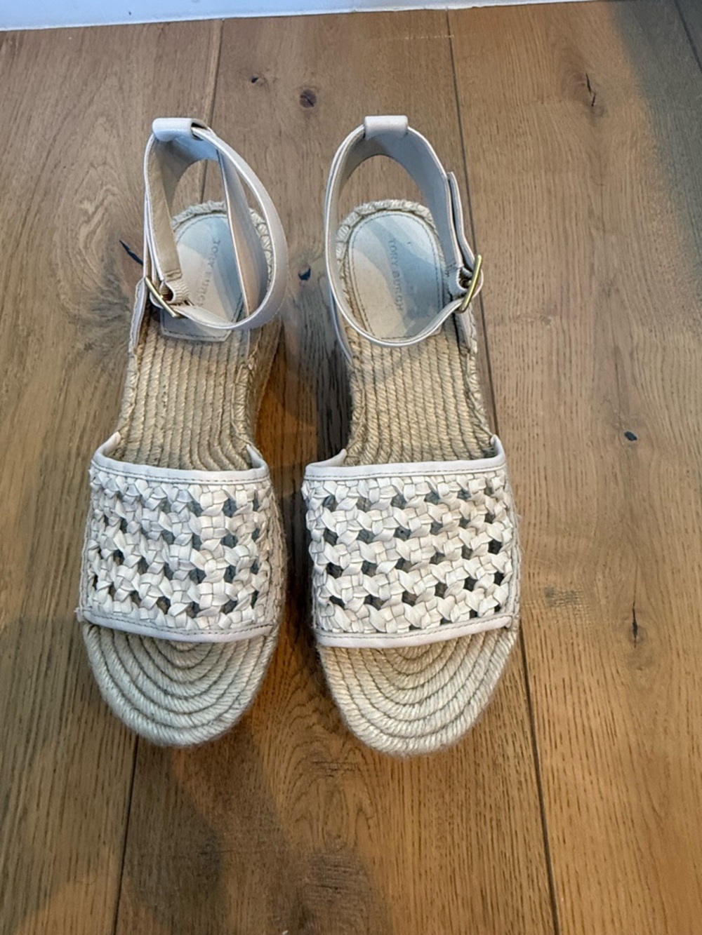 Tory Burch Cream Woven Espadrille Sandals - Picture 3 of 7